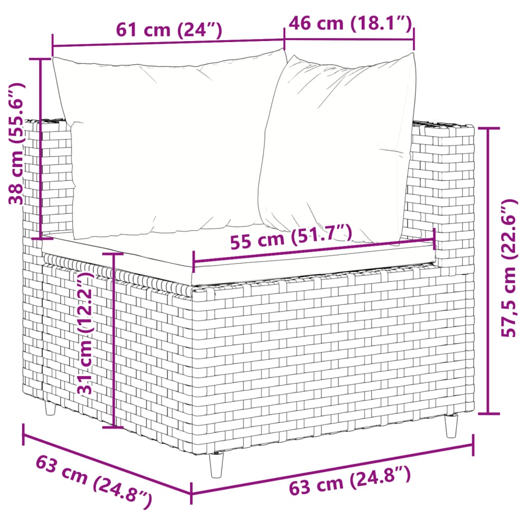 vidaXL Set muebles de jardín 7 piezas y cojines ratán sintético marrón