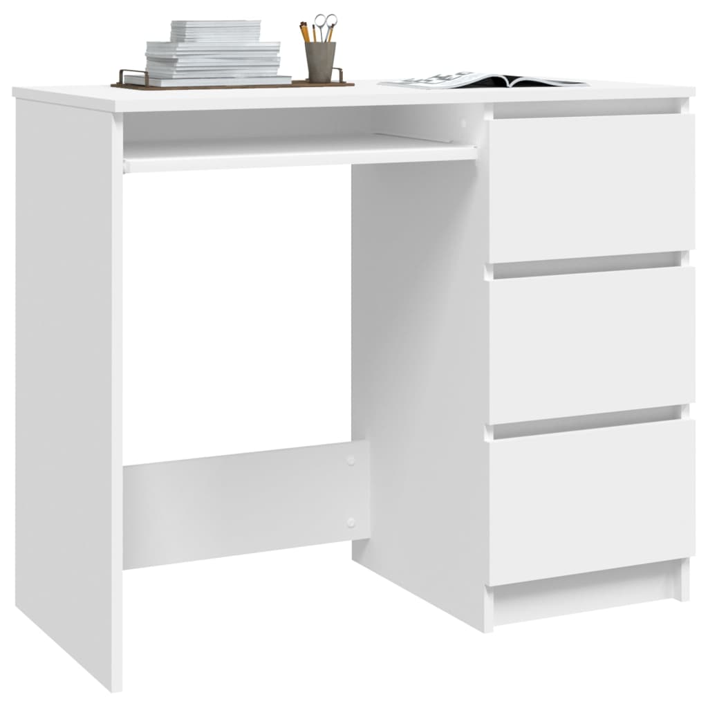 vidaXL Escritorio de madera contrachapada blanco 90x45x76 cm