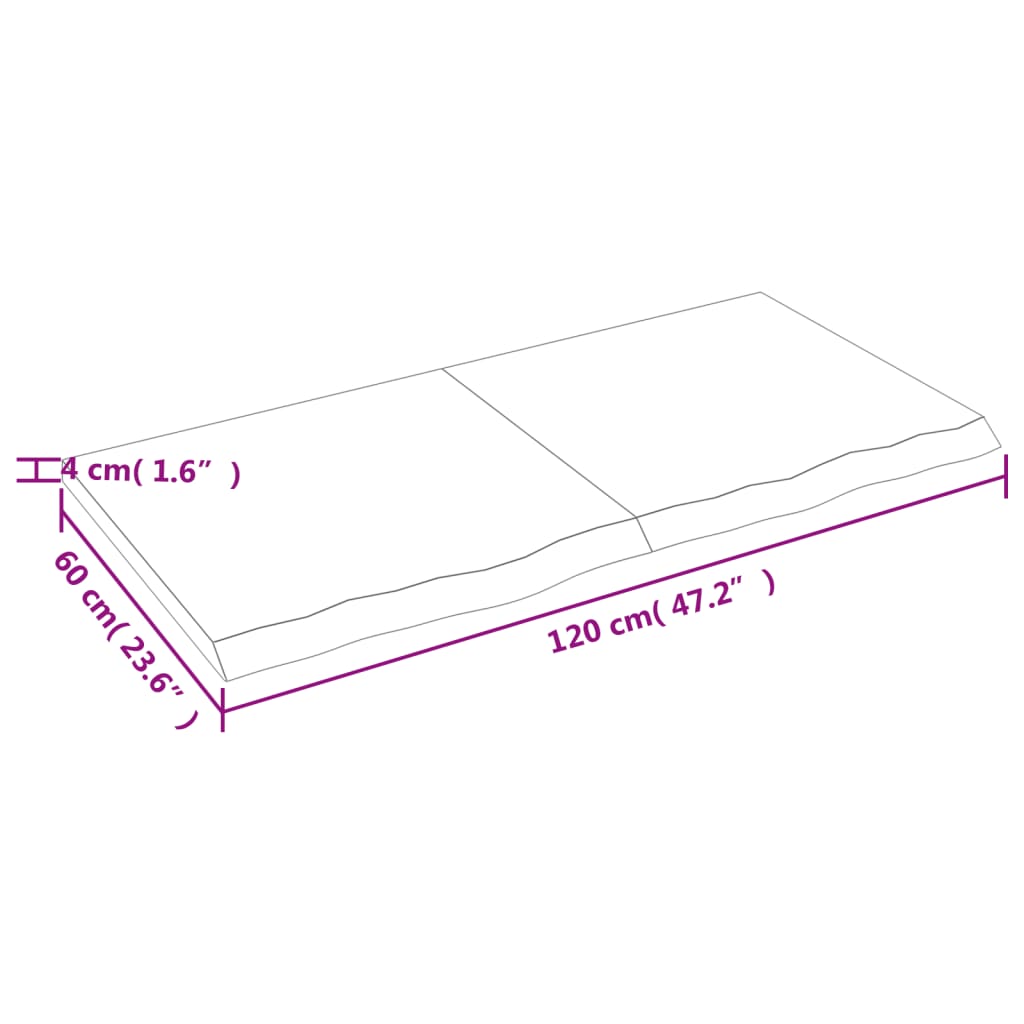 vidaXL Tablero mesa madera roble tratada marrón oscuro 120x60x(2-4) cm