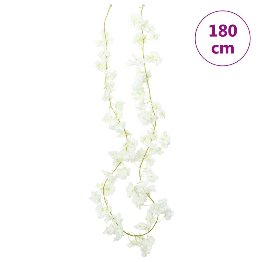 vidaXL Guirnaldas de flores de Navidad 6 uds blanco 180 cm