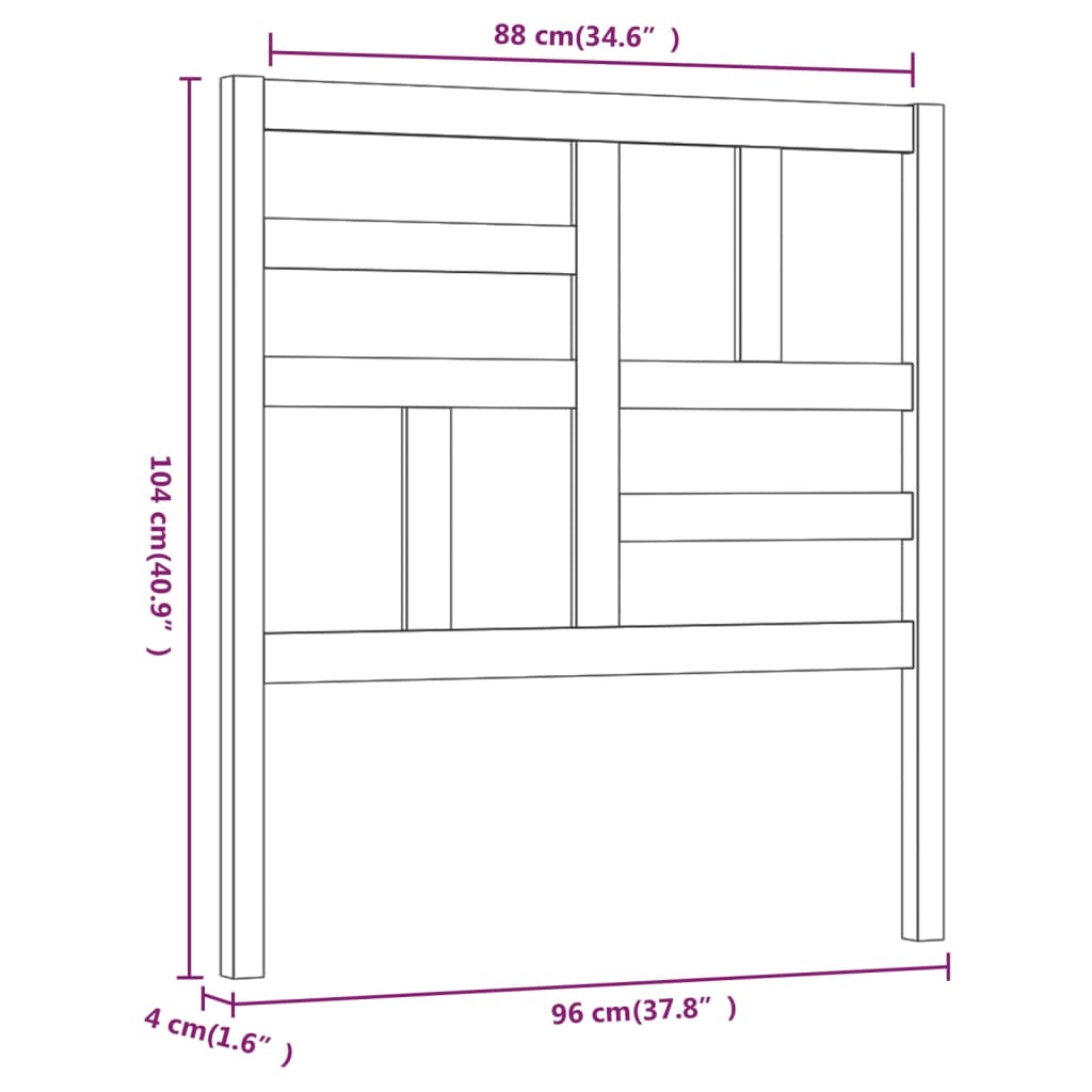 vidaXL Cabecero de cama madera maciza de pino marrón miel 96x4x104 cm