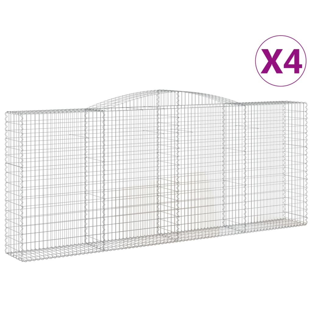 vidaXL Cestas de gaviones 4 uds forma de arco hierro 400x50x160/180 cm