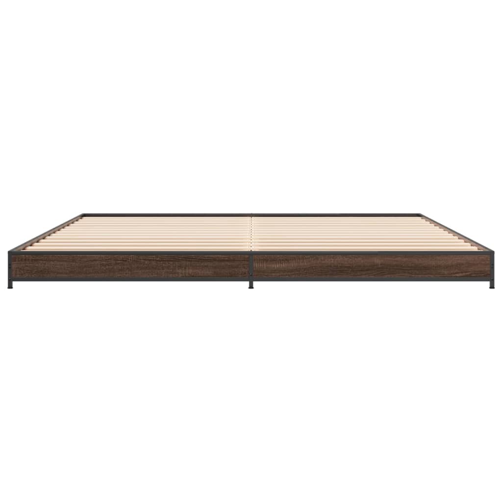 vidaXL Estructura cama madera ingeniería metal marrón roble 180x200 cm