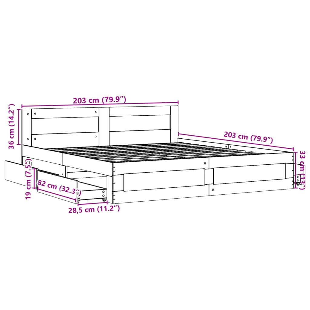 vidaXL Cama con cabecero madera de ingeniería roble Sonoma 200x200 cm