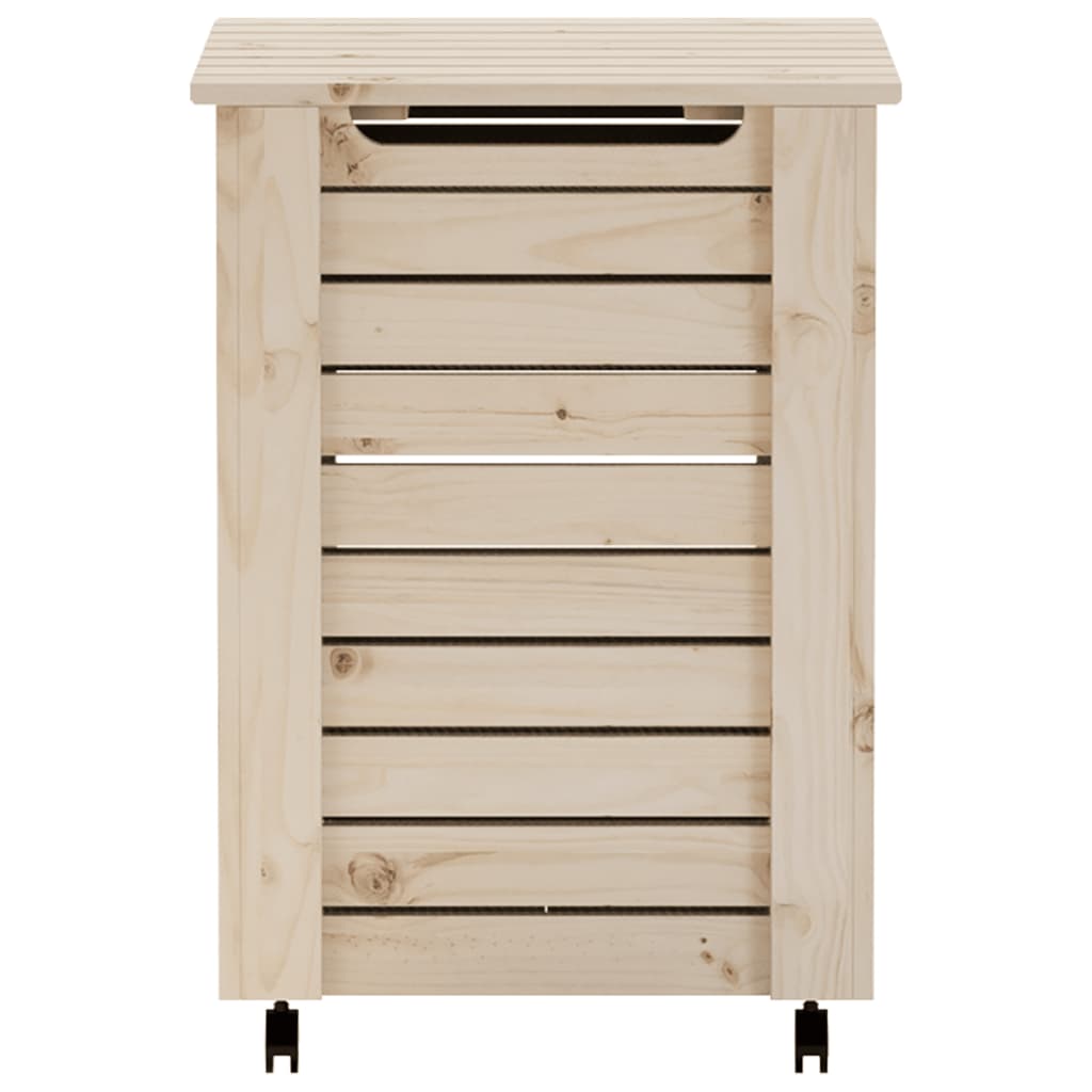 vidaXL Cesta ropa sucia con ruedas RANA madera maciza pino 45x45x64 cm