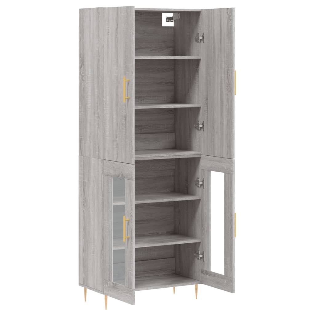 vidaXL Aparador alto madera contrachapada gris sonoma 69,5x34x180 cm