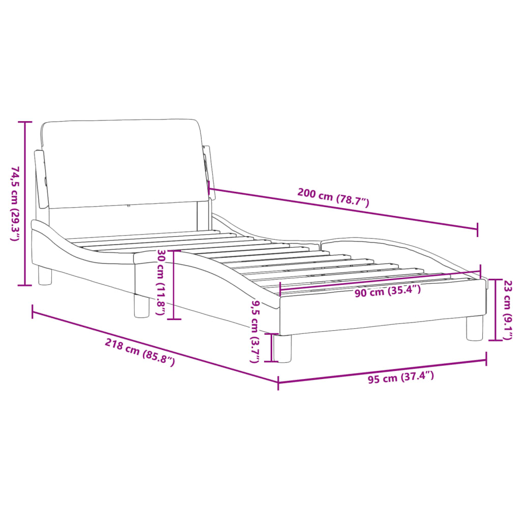 vidaXL Estructura de cama sin colchón terciopelo verde oscuro 90x200cm