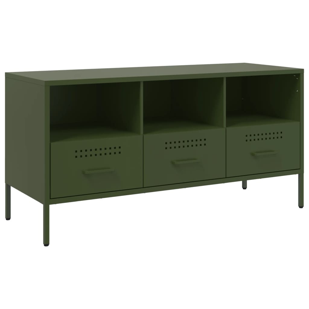 vidaXL Mueble para TV acero verde oliva 100,5x39x50,5 cm