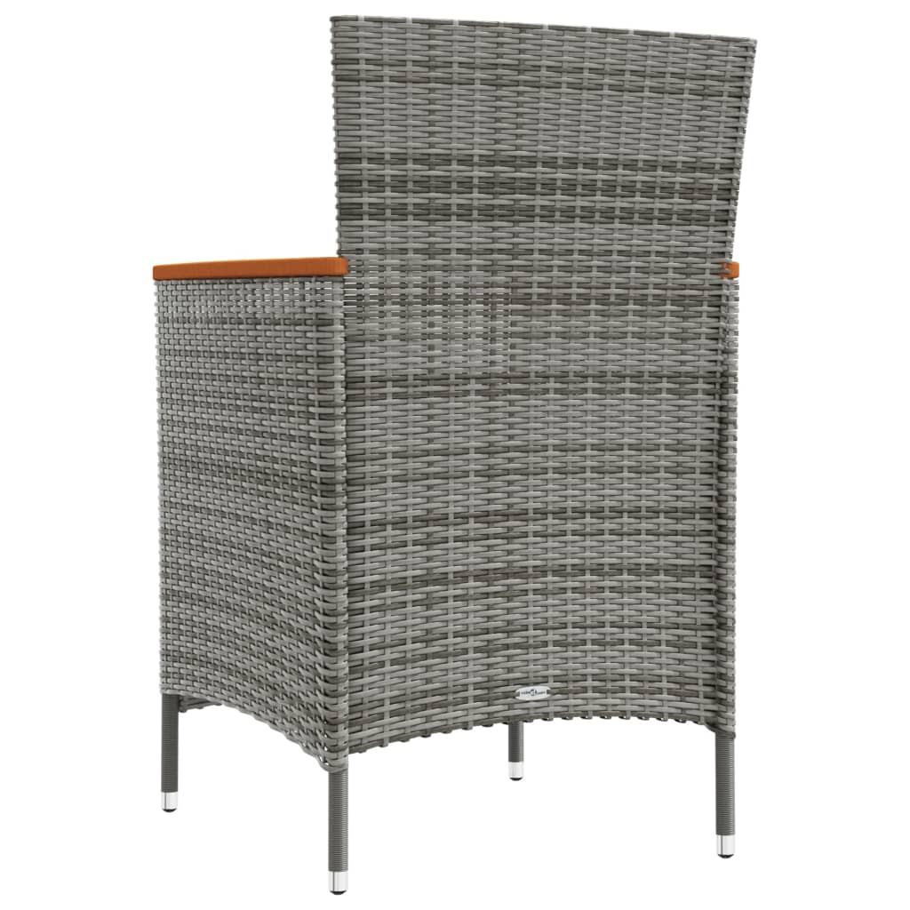 vidaXL Set comedor de jardín 3 piezas con cojines ratán sintético gris