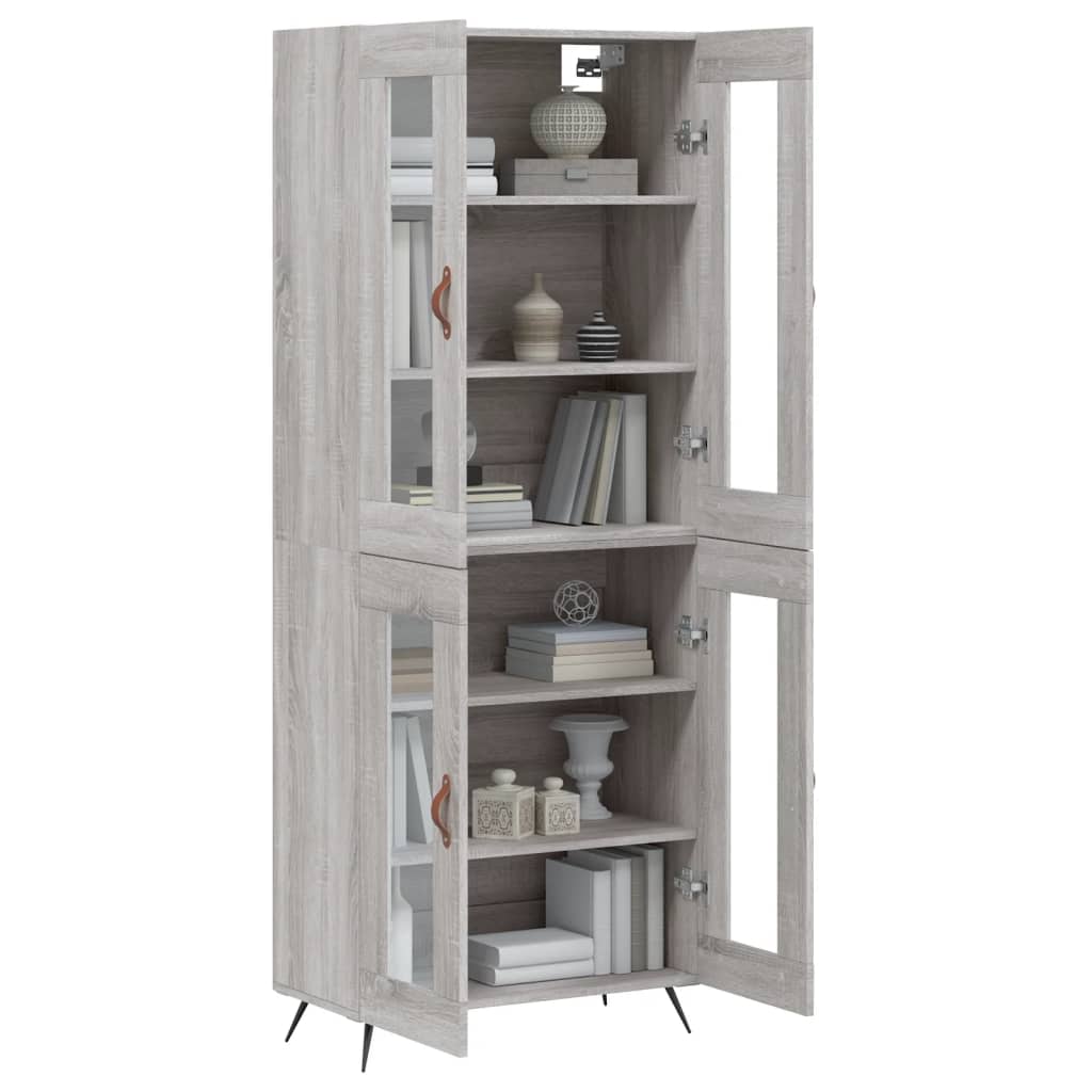 vidaXL Aparador alto madera contrachapada gris sonoma 69,5x34x180 cm