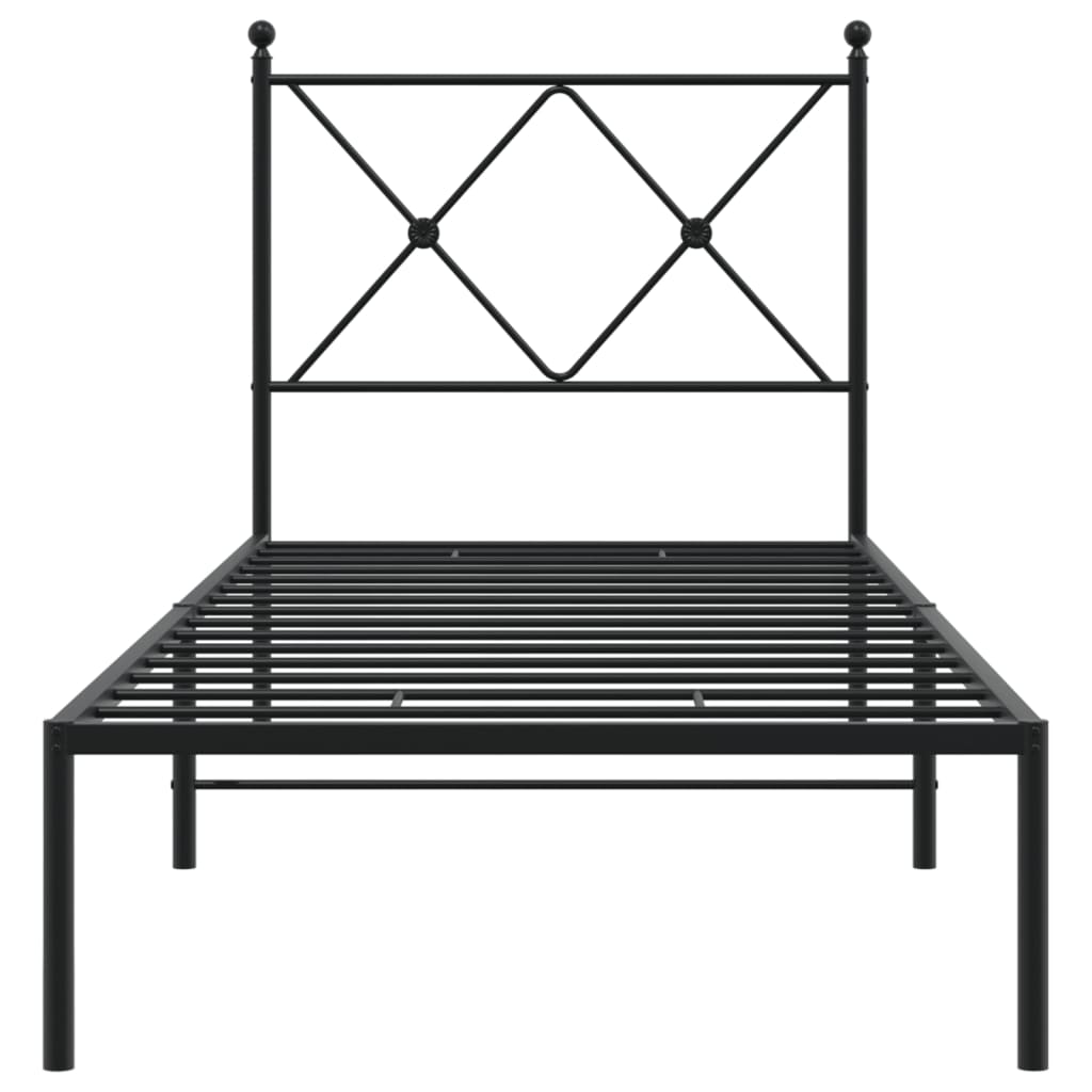 vidaXL Estructura cama sin colchón con cabecero metal negro 75x190 cm