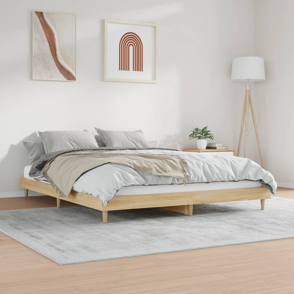 vidaXL Estructura de cama sin colchón madera roble Sonoma 140x200 cm