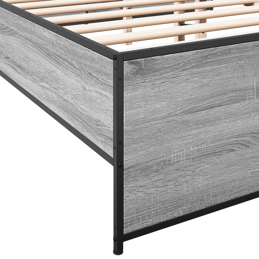 vidaXL Estructura cama madera ingeniería metal gris Sonoma 120x200 cm