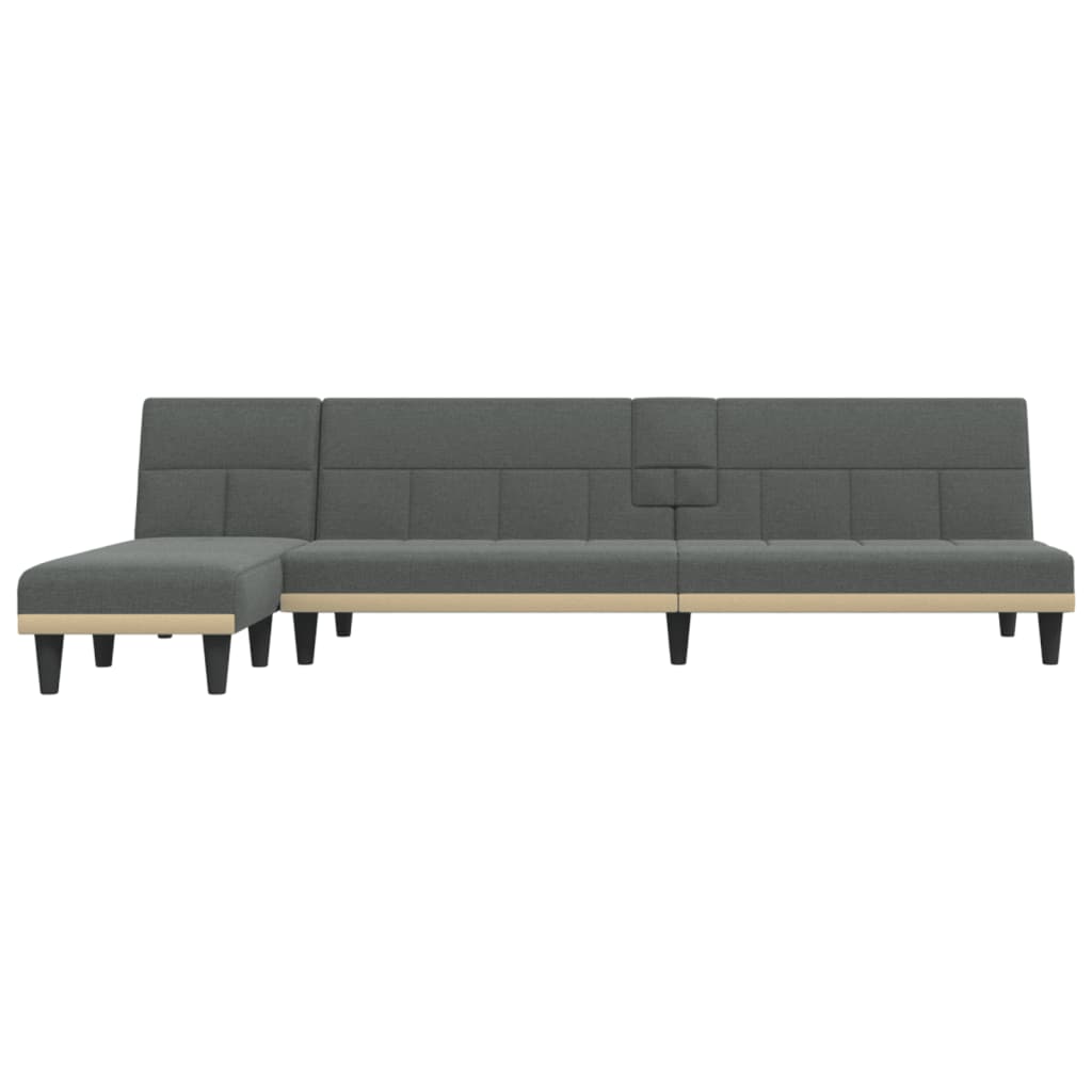 vidaXL Sofá cama en forma de L tela gris oscuro 255x140x70 cm