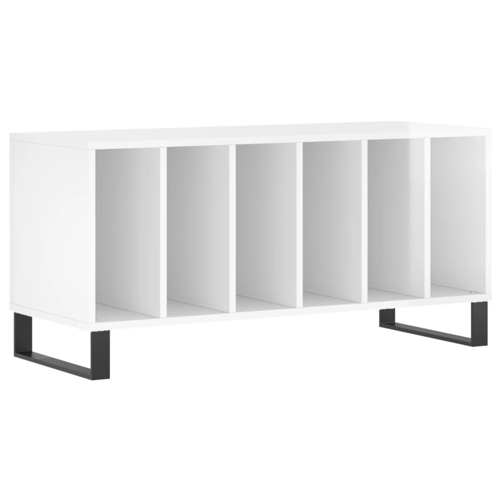 vidaXL Mueble discos madera contrachapada blanco brillo 100x38x48 cm