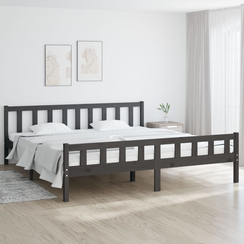 vidaXL Estructura de cama de madera maciza gris 160x200 cm