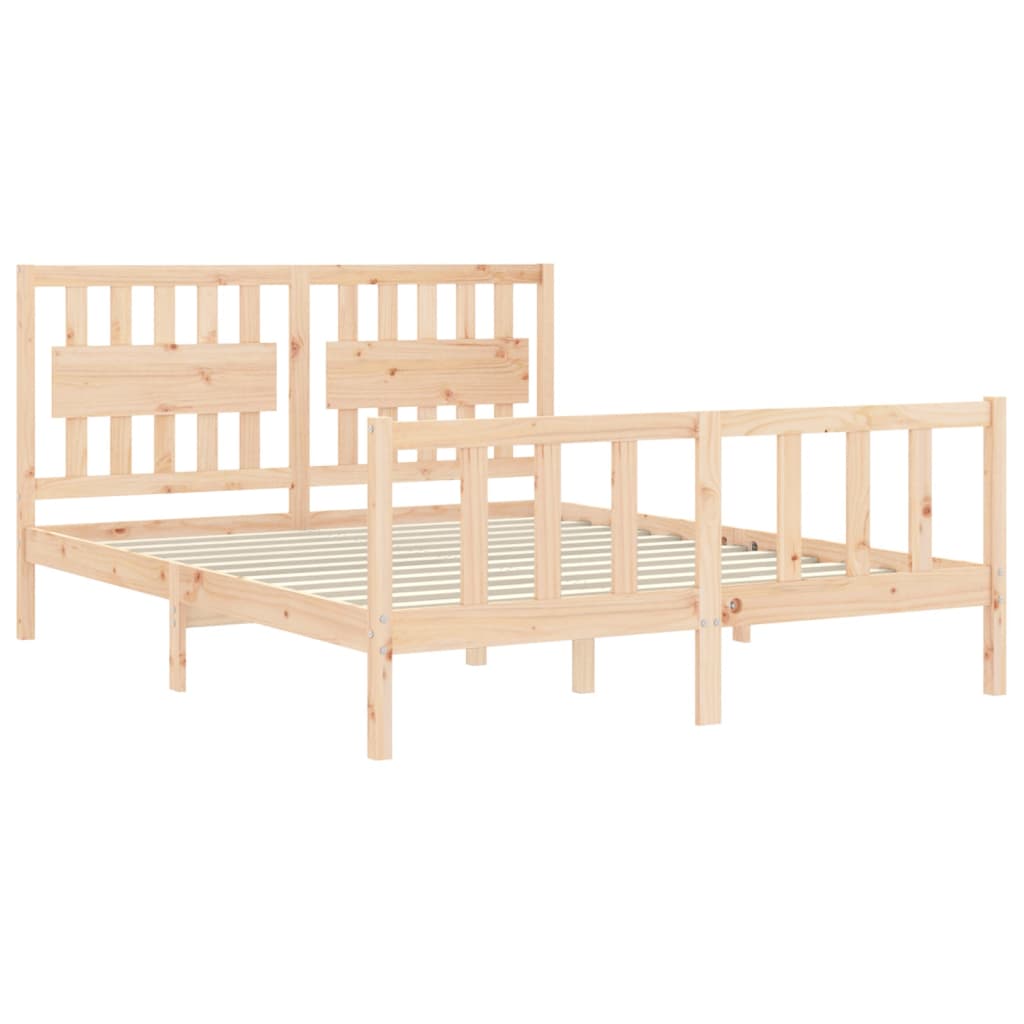 vidaXL Estructura de cama con cabecero madera maciza 160x200 cm