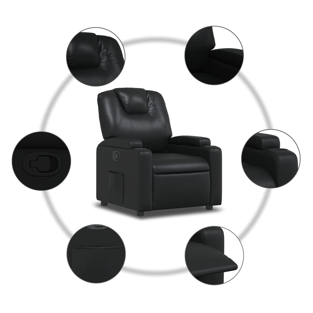 vidaXL Sillón reclinable de cuero sintético negro