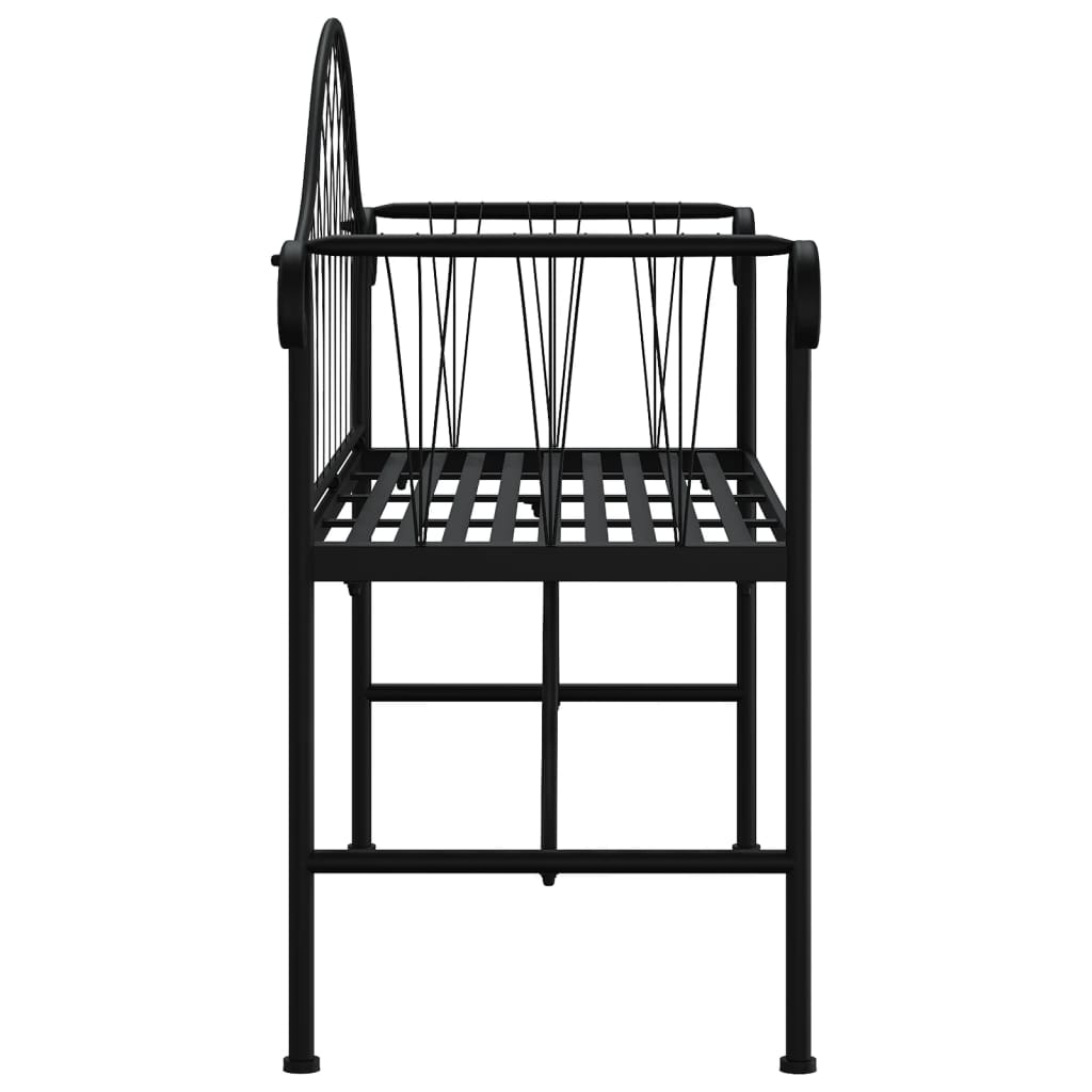 vidaXL Banco de jardín de dos plazas 128 cm acero negro