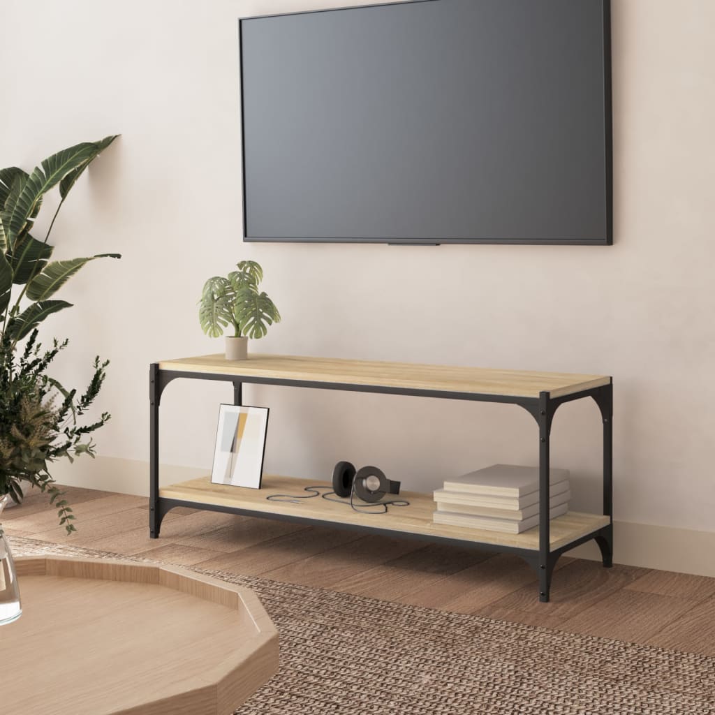 vidaXL Mueble para TV contrachapada y acero roble Sonoma 100x33x41 cm