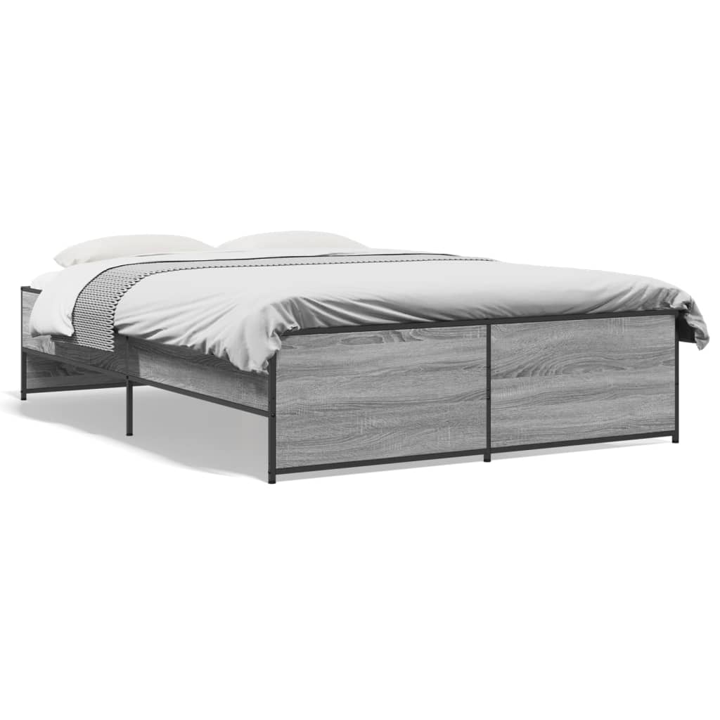 vidaXL Estructura cama madera ingeniería metal gris Sonoma 120x200 cm