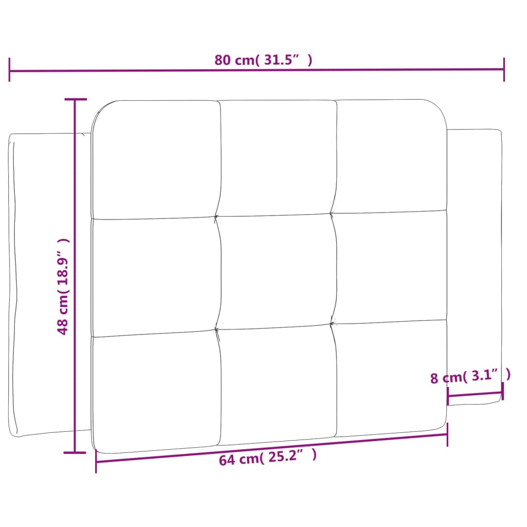 vidaXL Cabecero de cama acolchado cuero sintético gris 80 cm