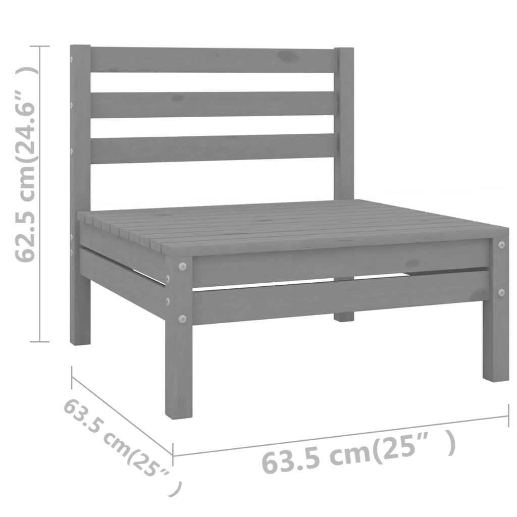 vidaXL Juego de muebles de jardín 7 piezas madera maciza de pino gris