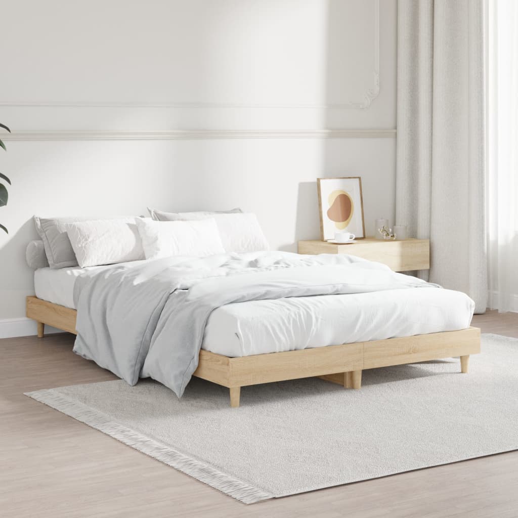 vidaXL Estructura de cama sin colchón madera roble Sonoma 120x190 cm