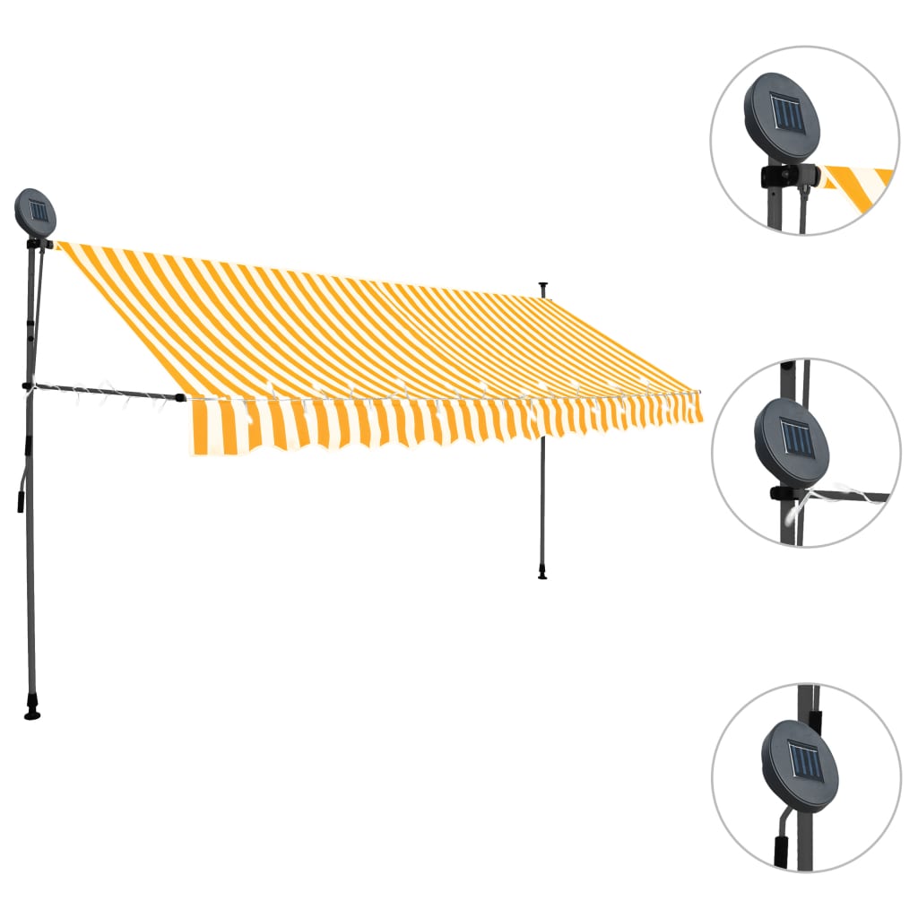 vidaXL Toldo manual retráctil con LED blanco y naranja 400 cm