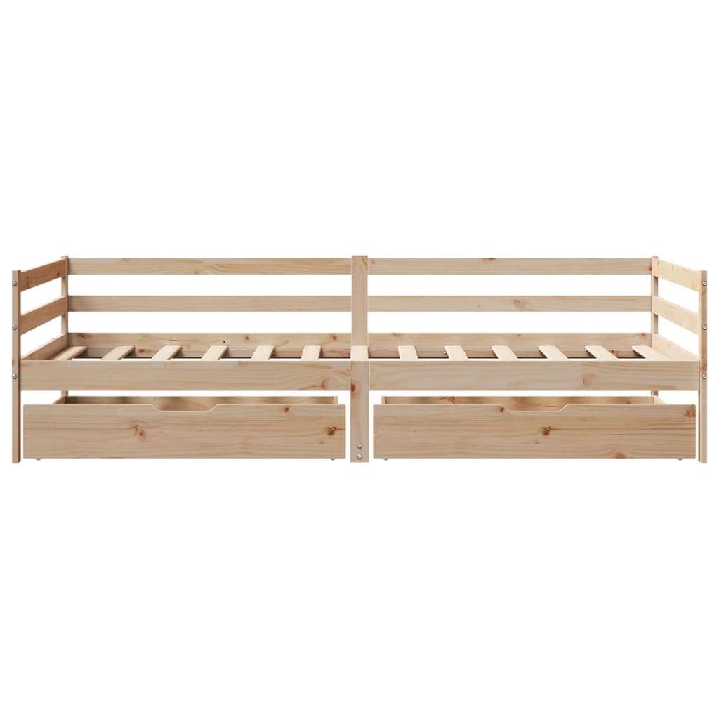 vidaXL Sofá cama con cajones madera maciza de pino 90x200 cm