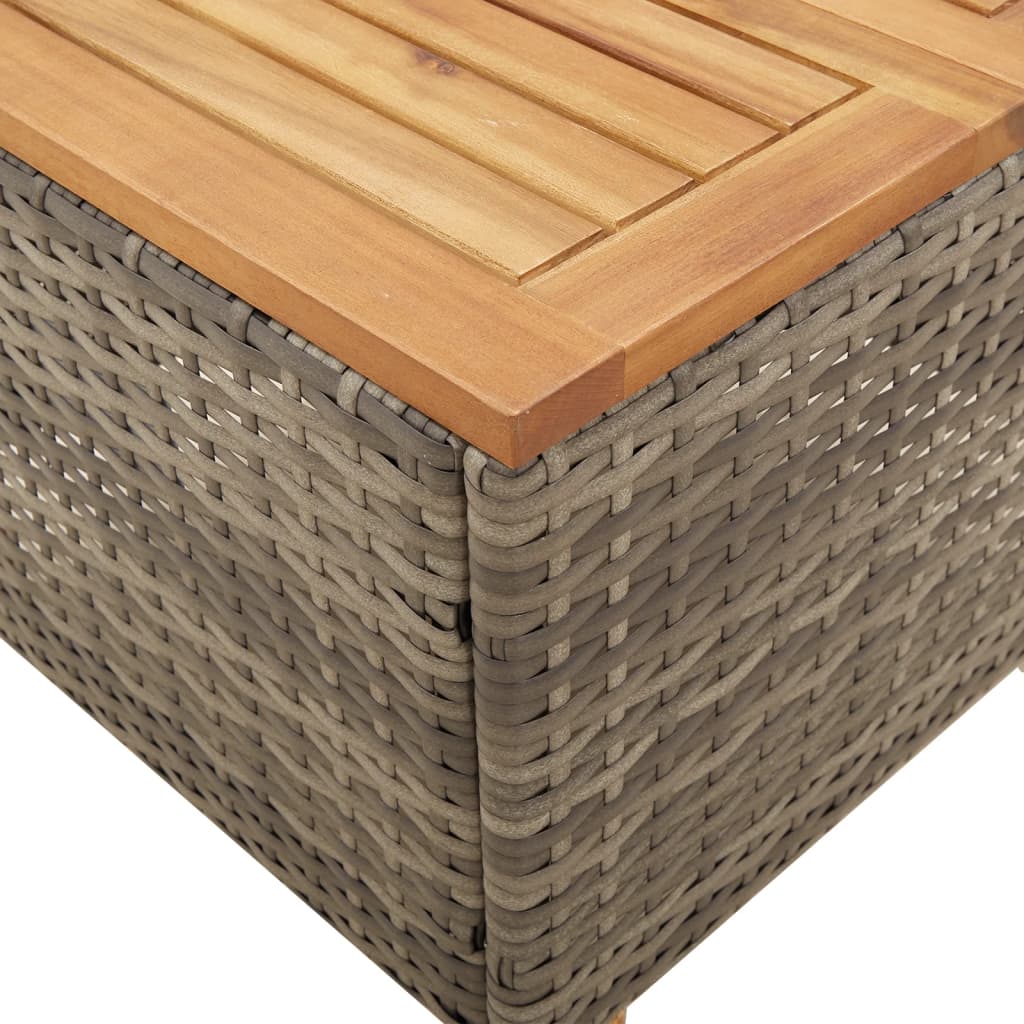 vidaXL Mesa de jardín ratán sintético madera acacia gris 45x45x37 cm