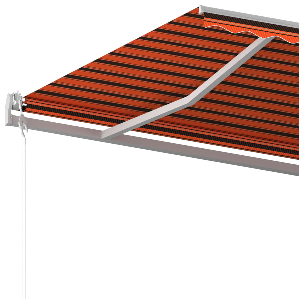 vidaXL Toldo manual retráctil con postes naranja y marrón 5x3 m