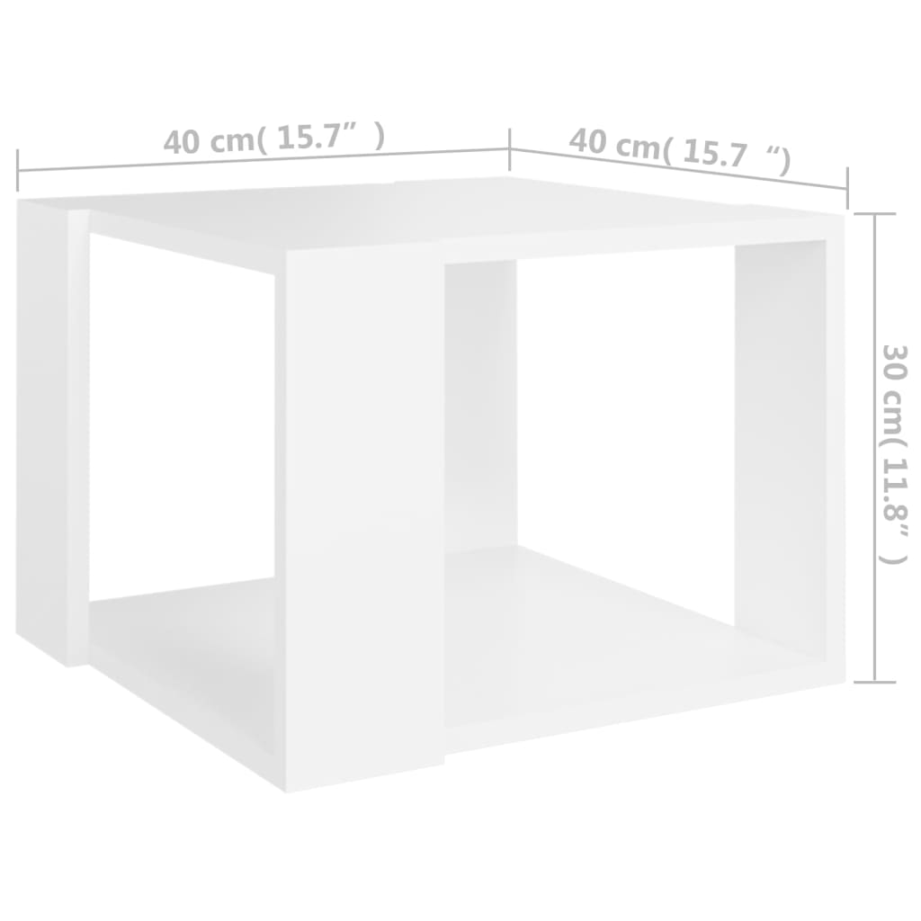 vidaXL Mesa de centro de madera contrachapada blanco 40x40x30 cm