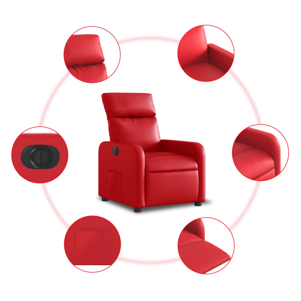 vidaXL Sillón reclinable eléctrico de cuero sintético rojo