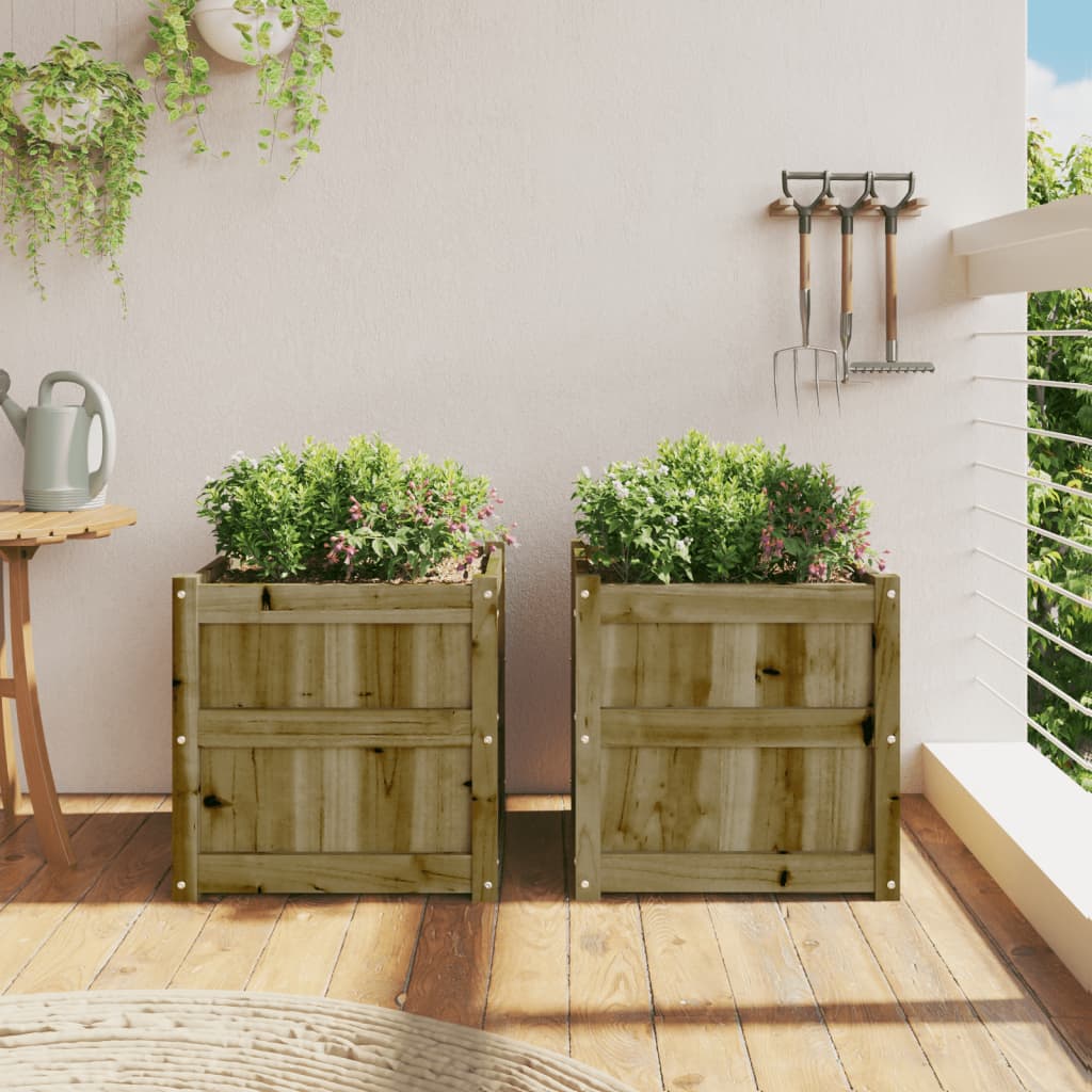 vidaXL Jardineras de exterior 2 unidades madera impregnada de pino