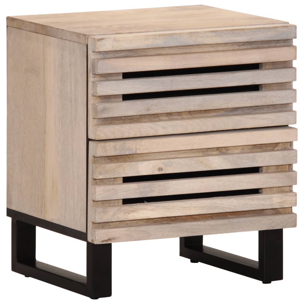 vidaXL Mesitas de noche 2 uds madera de mango blanqueado 40x34x46 cm