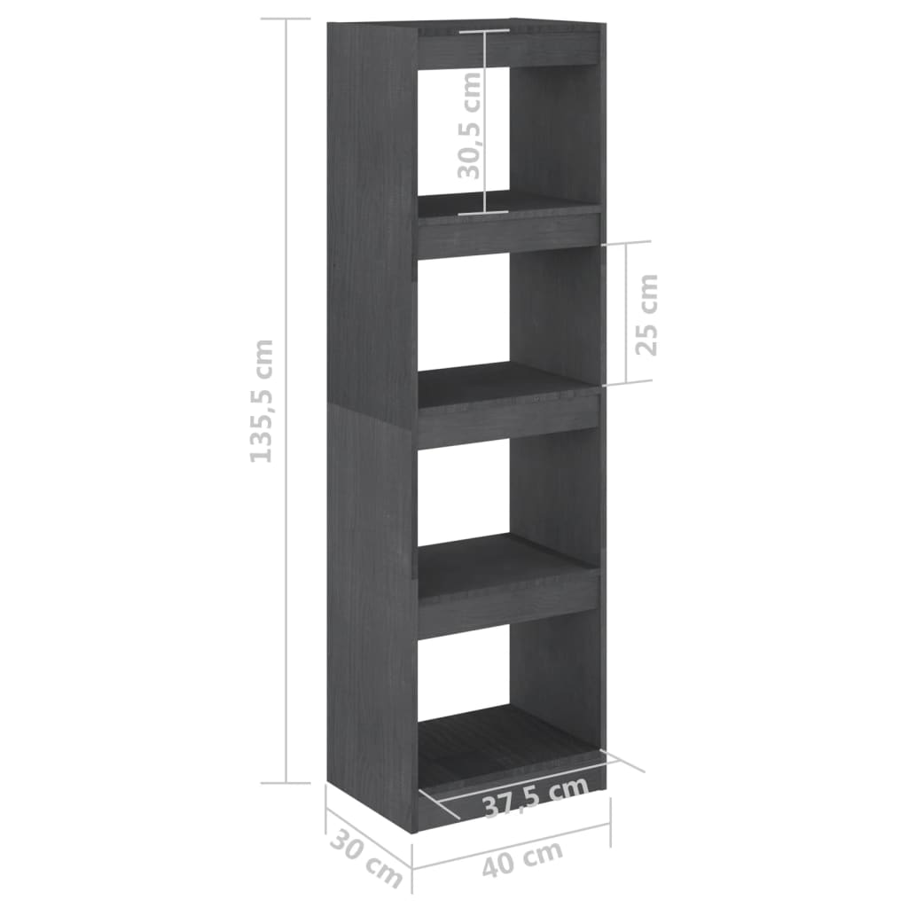 vidaXL Estantería/divisor de espacios pino macizo gris 40x30x135,5cm