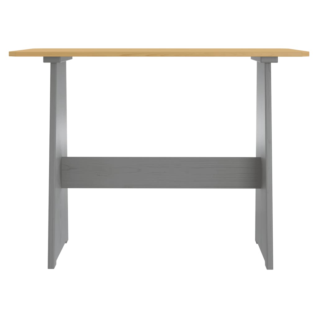 vidaXL Mesa de comedor con banco REINE madera maciza pino marrón gris