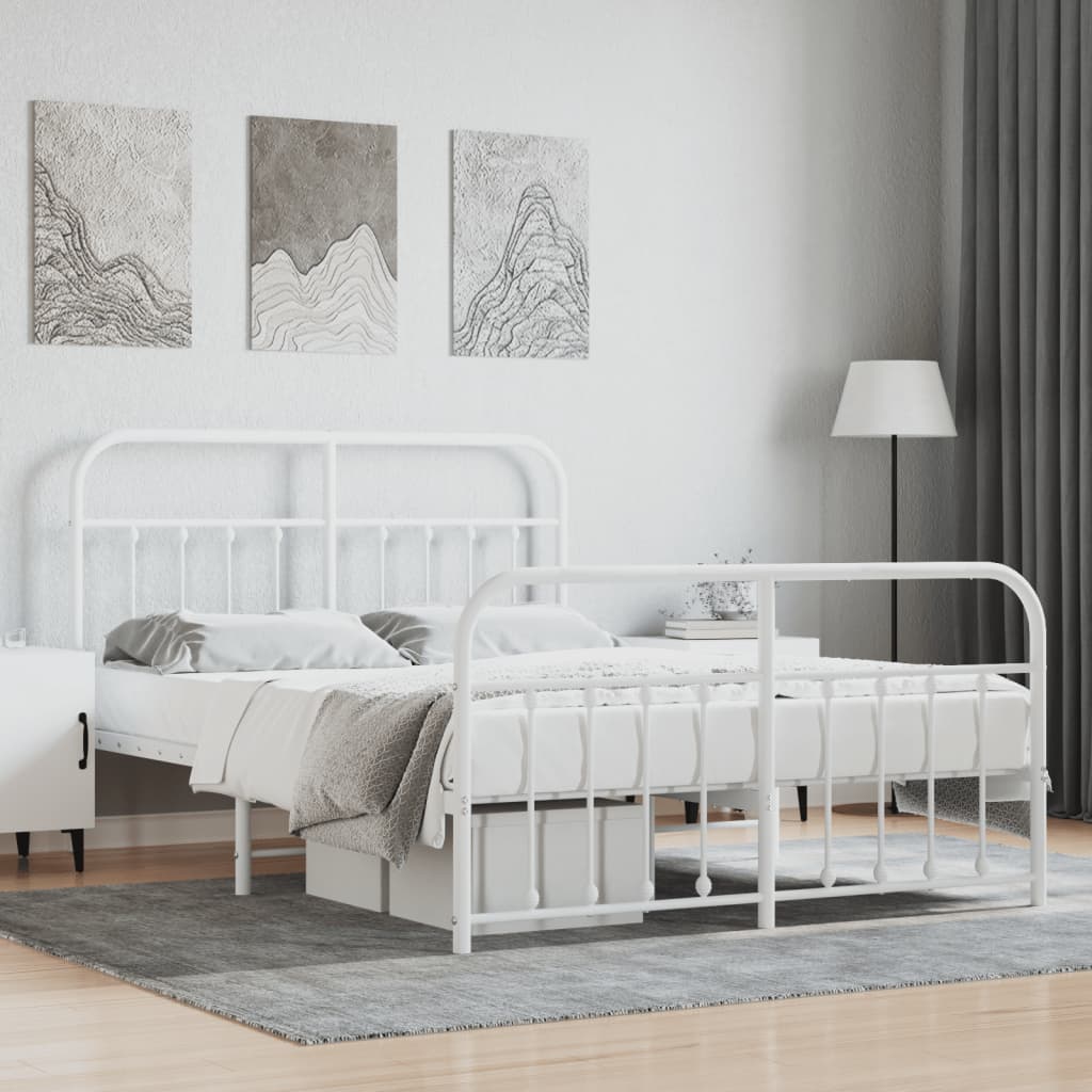 vidaXL Estructura cama sin colchón con estribo metal blanco 135x190 cm