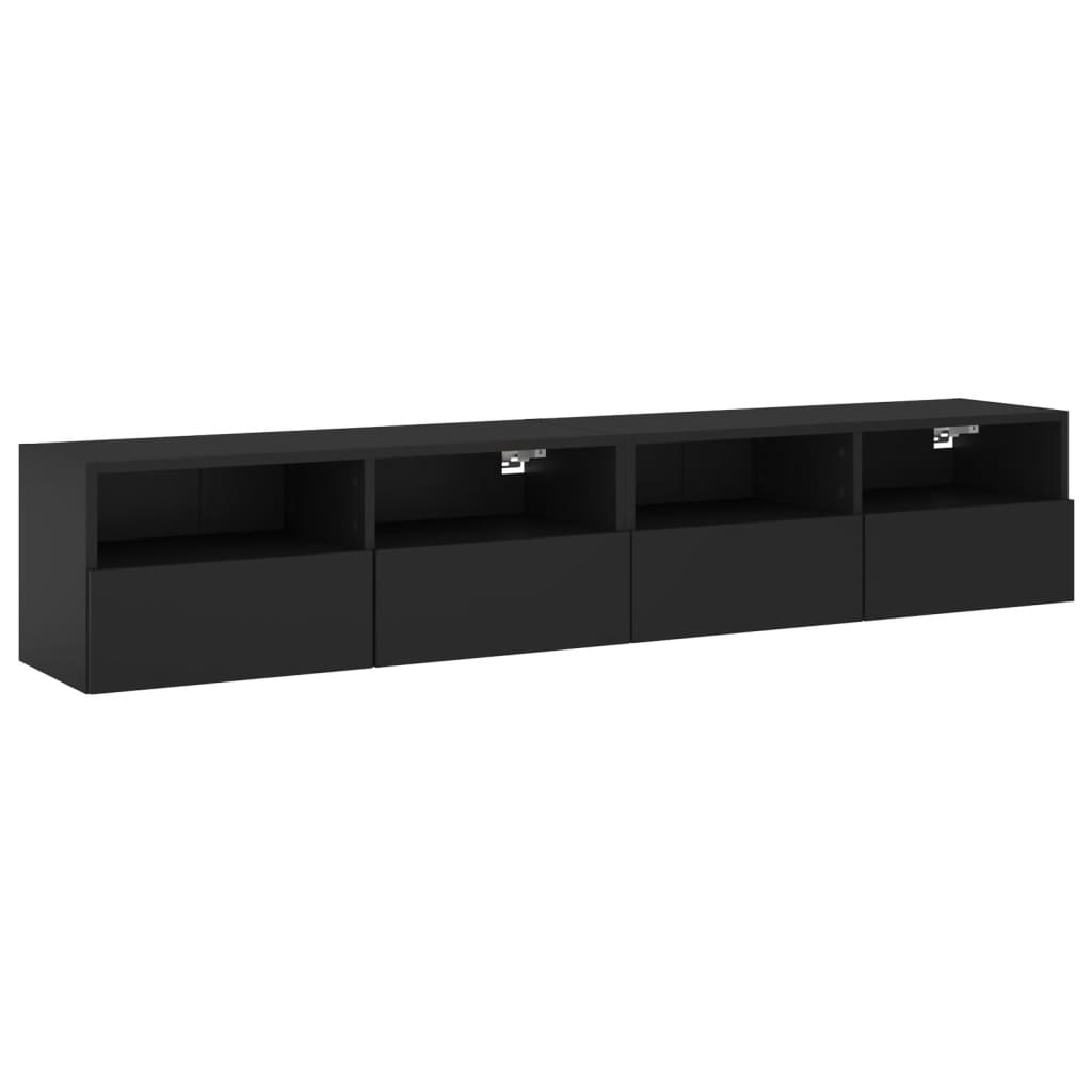 vidaXL Muebles de pared TV 2 uds madera ingeniería negro 80x30x30 cm