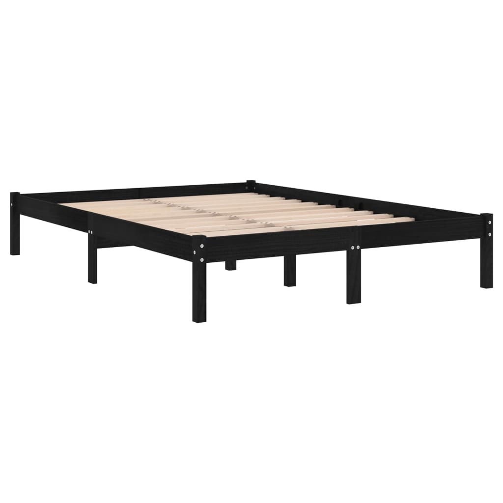 vidaXL Estructura de cama de madera maciza de pino negro 160x200 cm