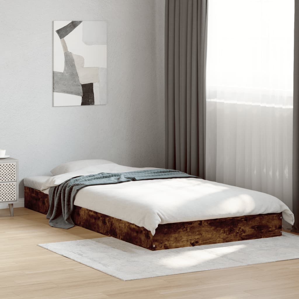 vidaXL Estructura de cama sin colchón madera roble ahumado 100x200 cm