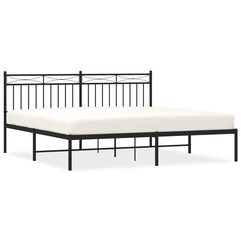 vidaXL Estructura de cama con cabecero metal negro 180x200 cm