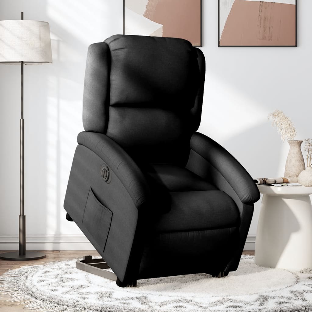 vidaXL Sillón eléctrico reclinable elevable de tela negro