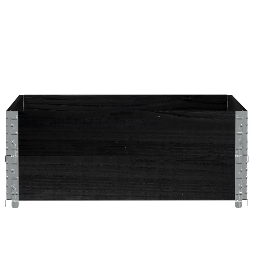 vidaXL Collares de palets 2 uds madera maciza de pino negro 100x100 cm