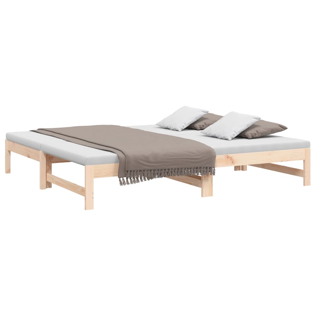 vidaXL Sofá cama extraíble madera maciza de pino 2x(75x190) cm