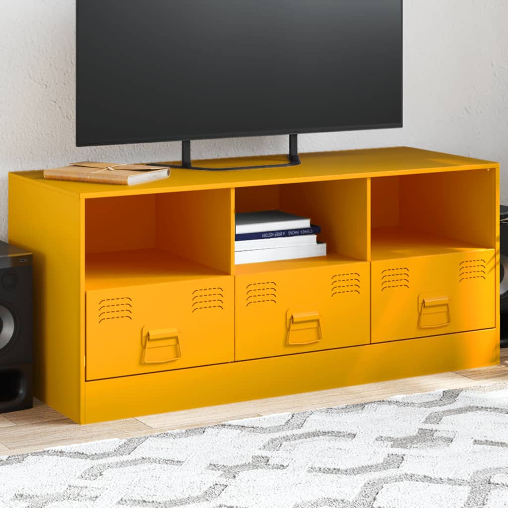 vidaXL Mueble para TV de acero amarillo mostaza 99x39x44 cm