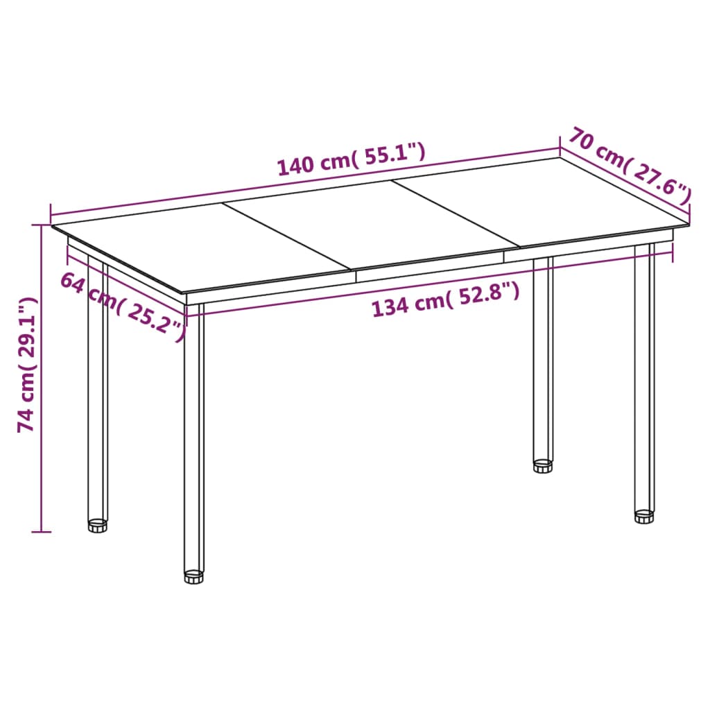 vidaXL Set comedor de jardín 7 pzas y cojines ratán sintético y vidrio