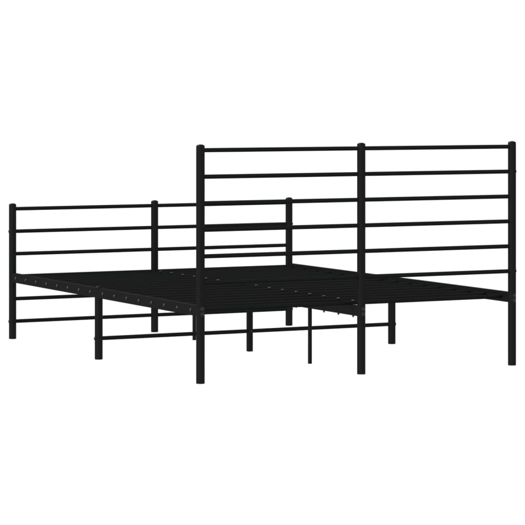 vidaXL Estructura cama sin colchón con estribo metal negro 135x190 cm