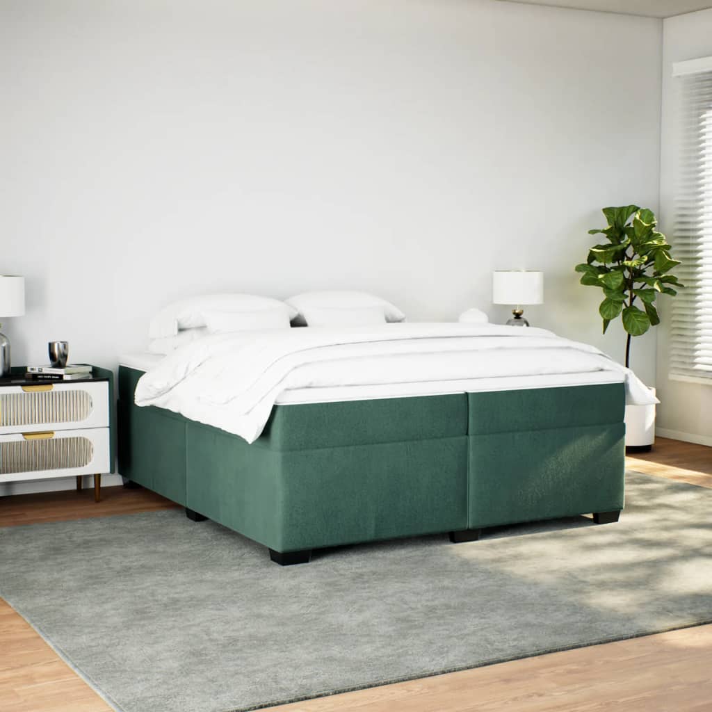 vidaXL Cama box spring con colchón terciopelo verde oscuro 200x200 cm